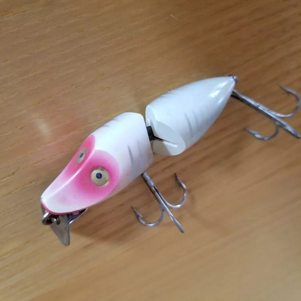 Heddon River Runt Spook Fishing Lure 9330 XRW Sinker Jointed Red White Vintage